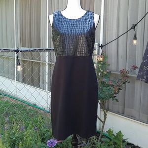 Anne Klein Black Dress with Faux Leather